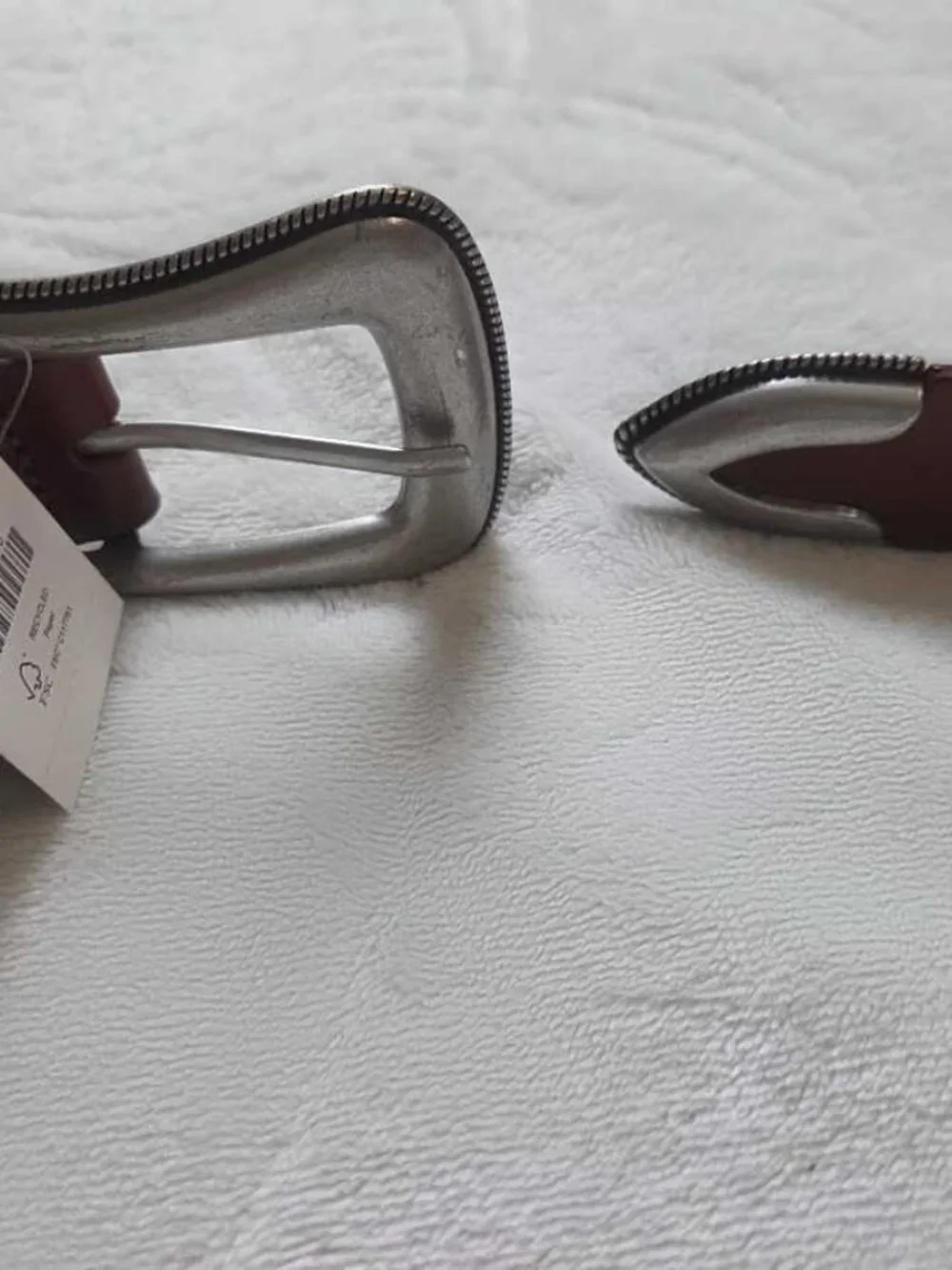 New S J.Crew western buckle belt in Italian leather Rich Saddle Brown